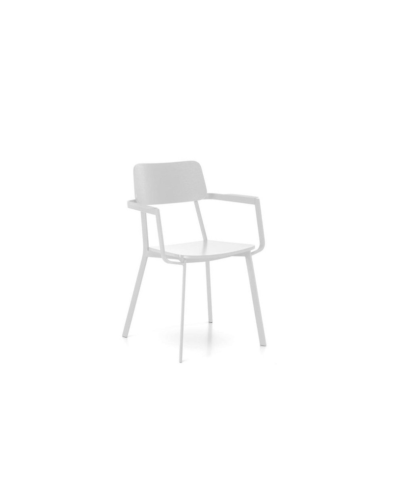 Set di 4 sedie in legno laccato bianco con struttura in metallo, 61x51.5x82cm