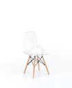 Set di 4 sedie in policarbonato con seduta in PVC bianco, struttura in legno di faggio, 47x46x82 cm