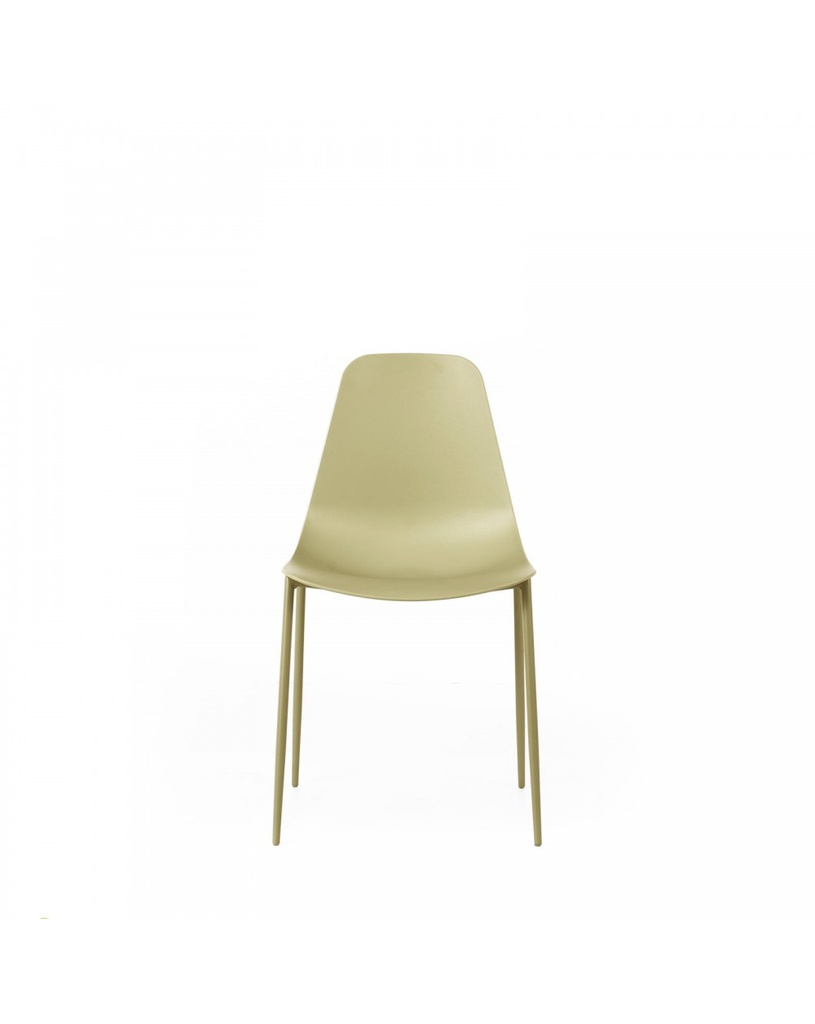 Set di 4 sedie in polipropilene giallo con struttura in metallo, dimensioni 49x48.5x88 cm