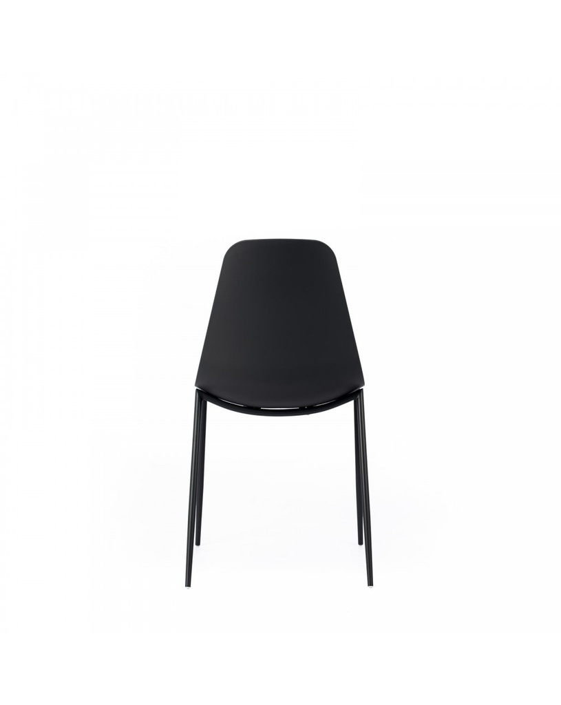 Set di 4 sedie in polipropilene con struttura in metallo, colore nero, dimensioni 49x48.5x88cm