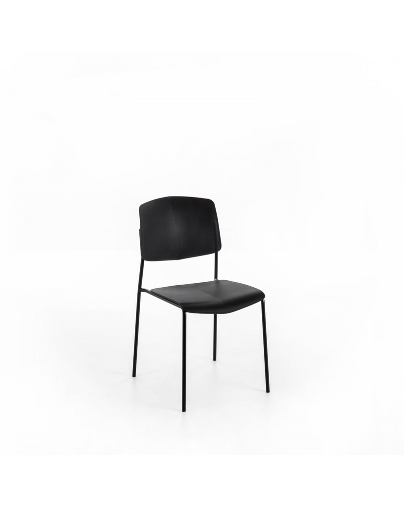 Set di 4 sedie in polipropilene con struttura in metallo, nero, 52cm x 52cm x 79cm