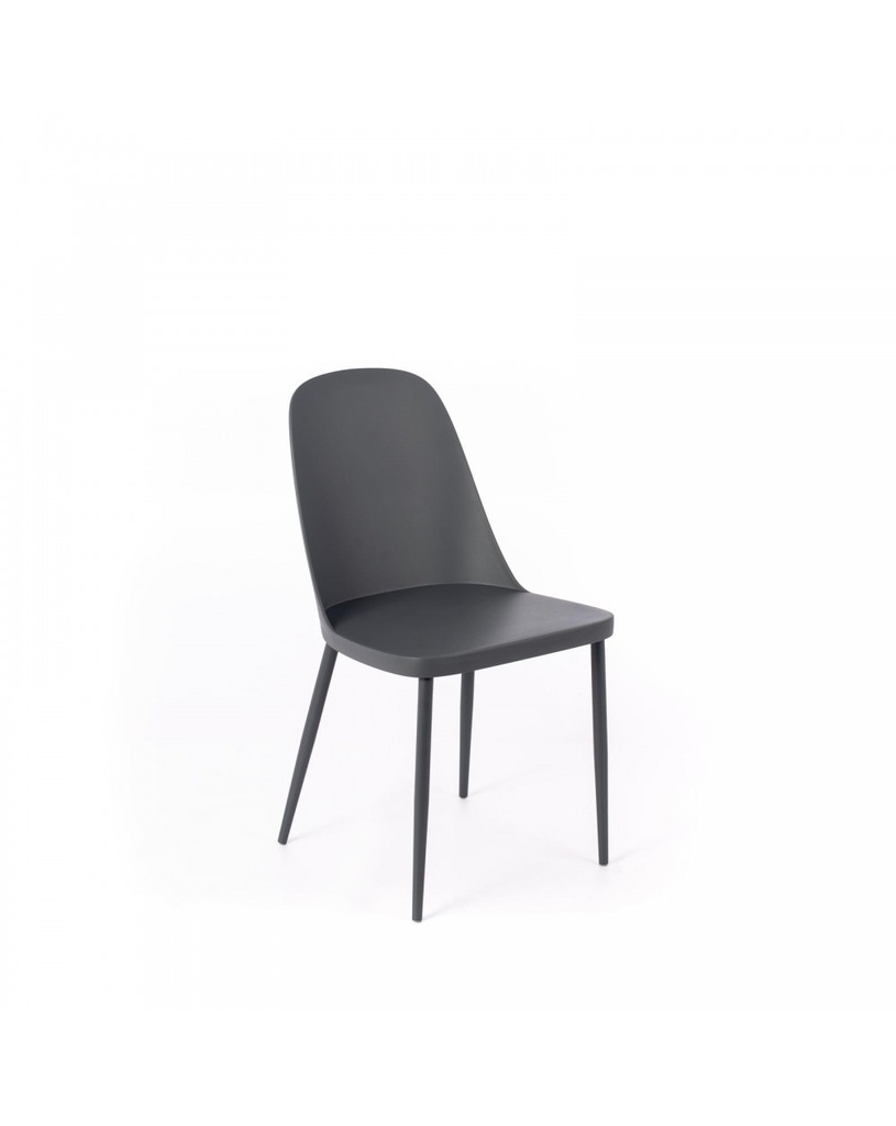 Set di 4 sedie in polipropilene grigio scuro con struttura in metallo, 46x55x80cm