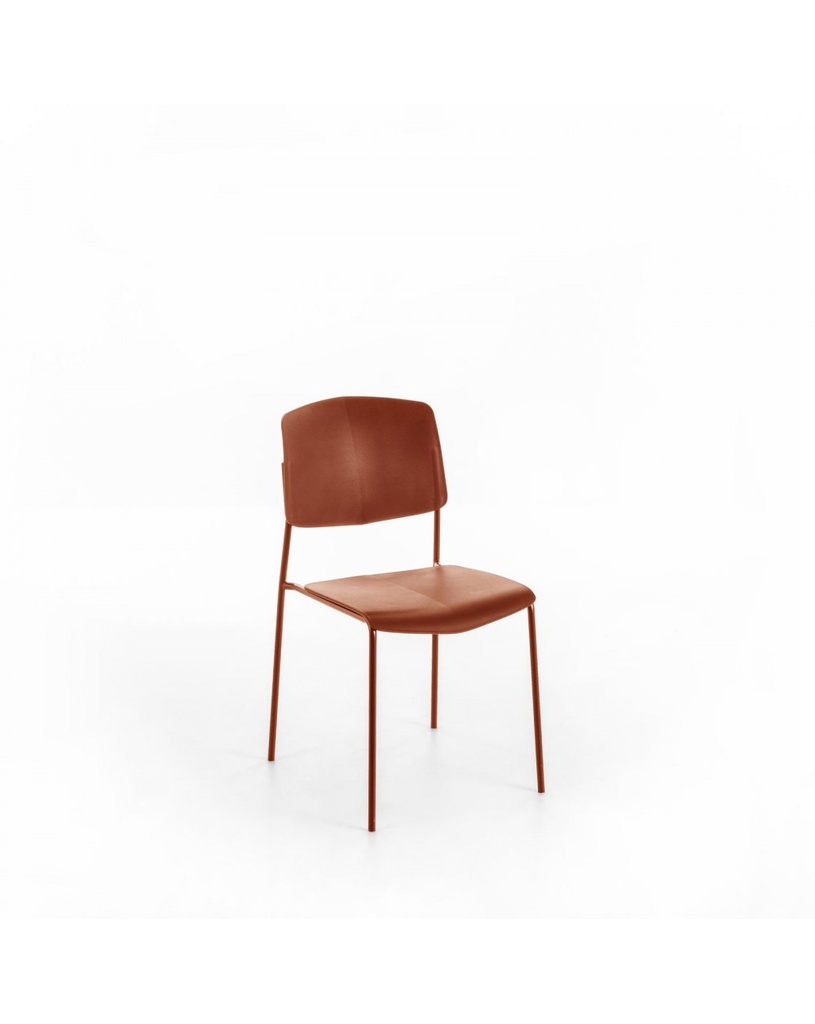Set di 4 sedie in polipropilene, colore ruggine, con struttura in metallo, 52cm x 52cm x 79cm