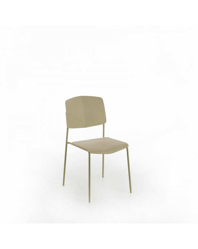 Set di 4 sedie in polipropilene giallo, con struttura in metallo, dimensioni 52x52x79cm