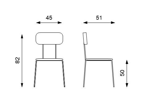 Sedia grigia in polipropilene con struttura in metallo, 45x51x82cm