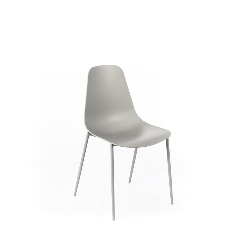 Set di 4 sedie in polipropilene grigio chiaro con gambe in metallo, 49x48.5x88 cm
