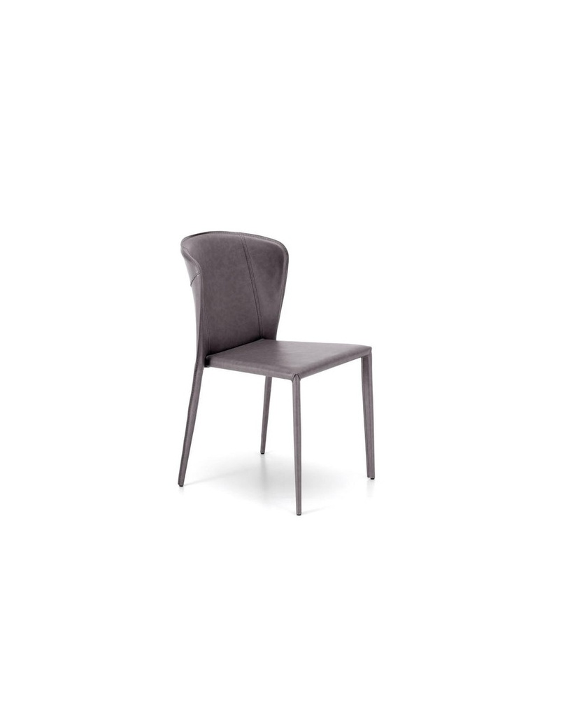 Set di 4 sedie in similcuoio grigio scuro con struttura in metallo - 49x56x82cm