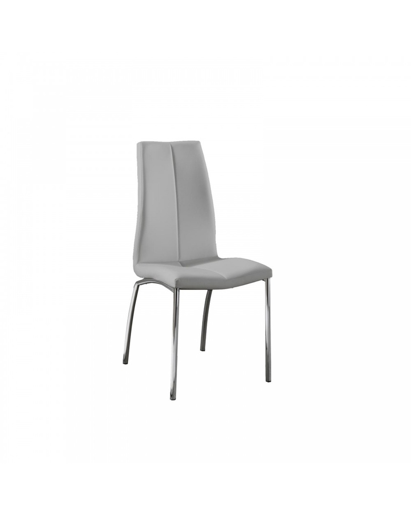 Set di 4 sedie in similpelle grigio chiaro con struttura in metallo, dimensioni 43x44x92cm