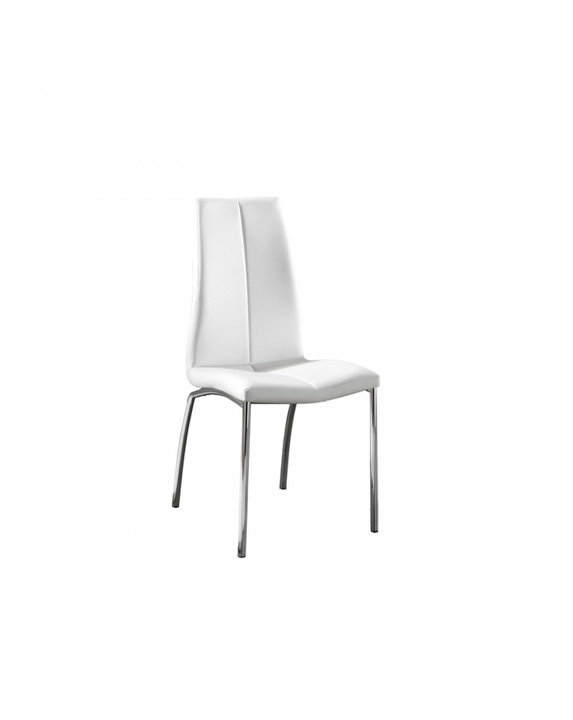 Set di 4 sedie in similpelle bianca con struttura in metallo grigio, 43x44x92cm