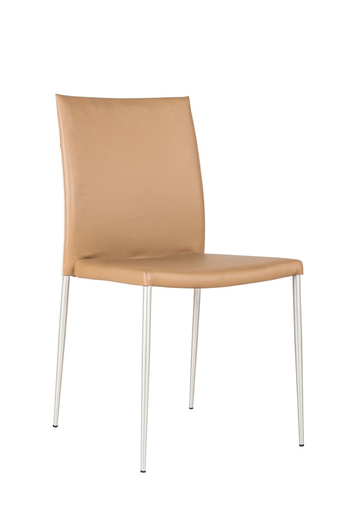 Set di 4 sedie in similpelle marrone, struttura in metallo, 41.5x44x85 cm