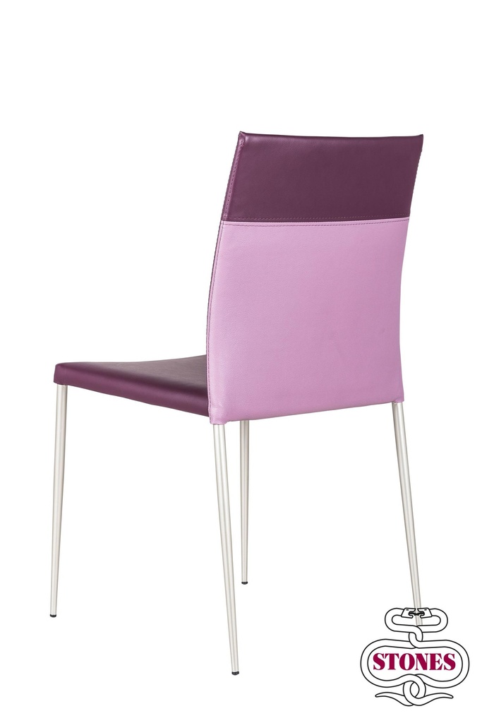 Set di 4 sedie in similpelle viola, struttura in metallo, 41,5x44x85 cm