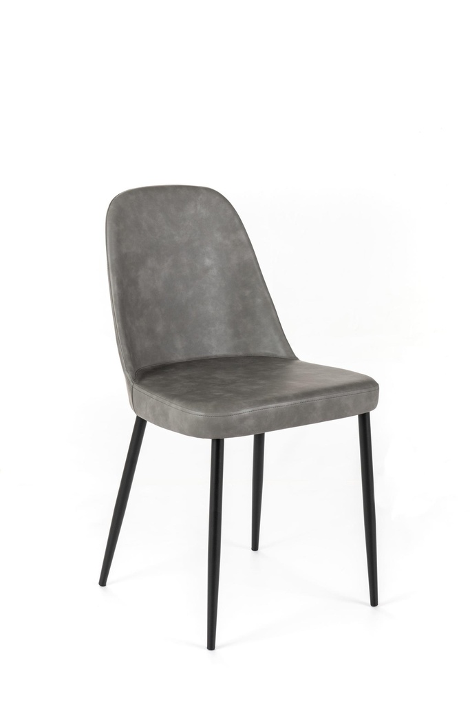Sedia Soft-Touch di Lusso, 52cm x 45cm x 85cm, con Gambe in Metallo Nero