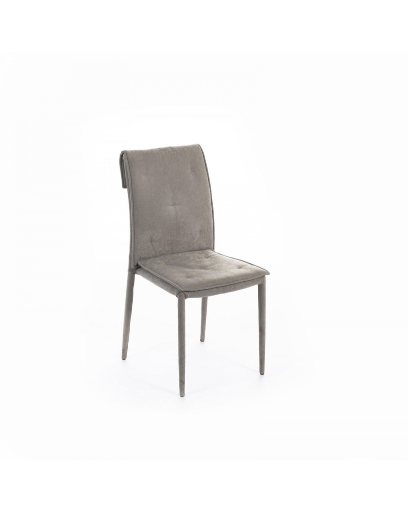 Set di 4 sedie in tessuto lavabile con struttura in metallo, 56x44x91cm, colore grigio chiaro