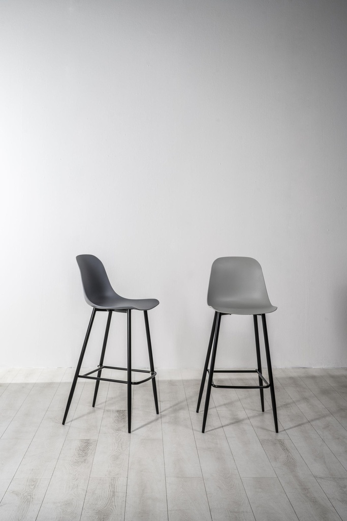 Set dai 2 Sgabelli elegante in polipropilene grigio scuro e metallo, 47x37x103 cm