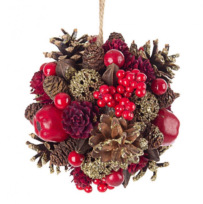 6x Decorazione Sferica Adalia Rosso D140