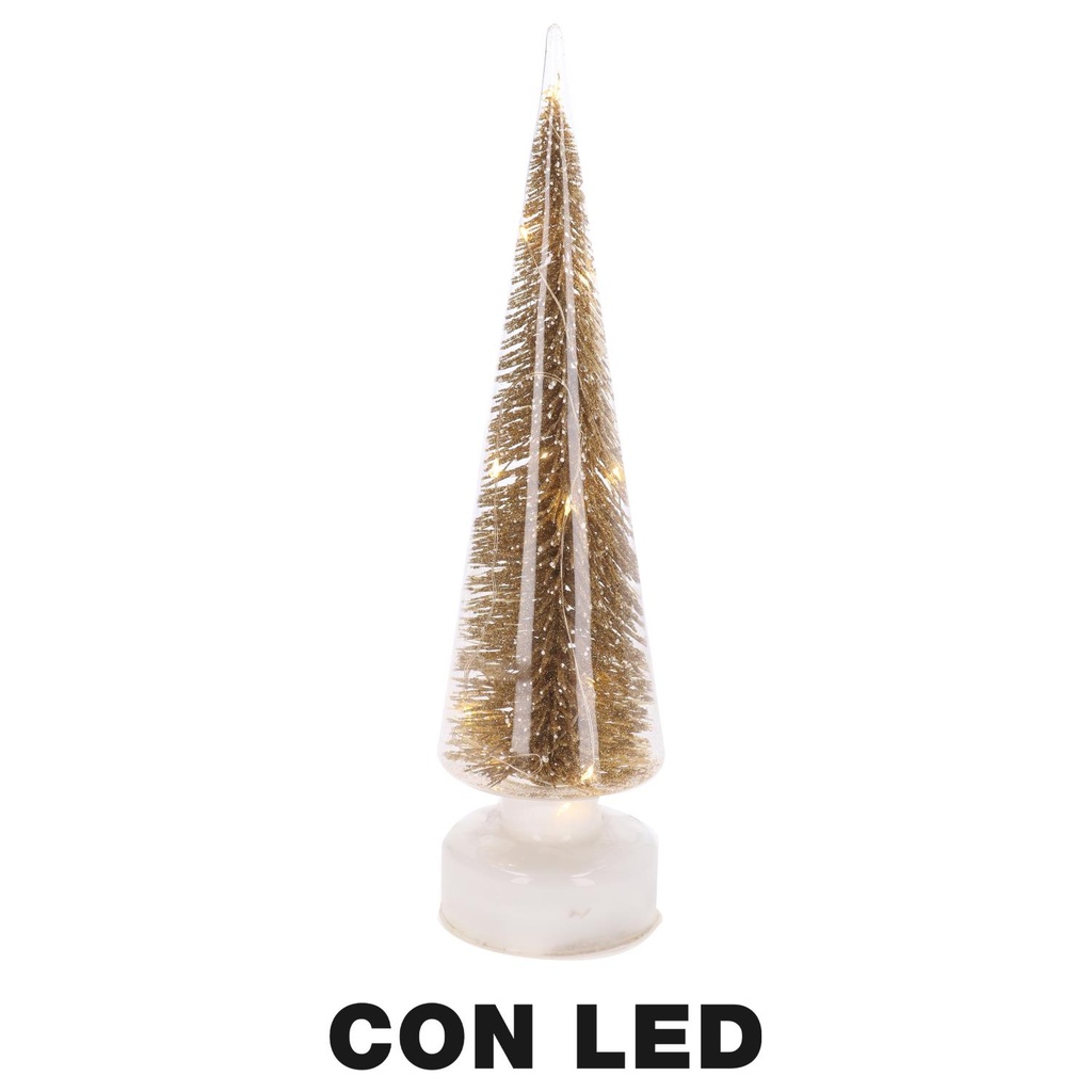 Albero LED in Vetro Oro 10x10x35 cm