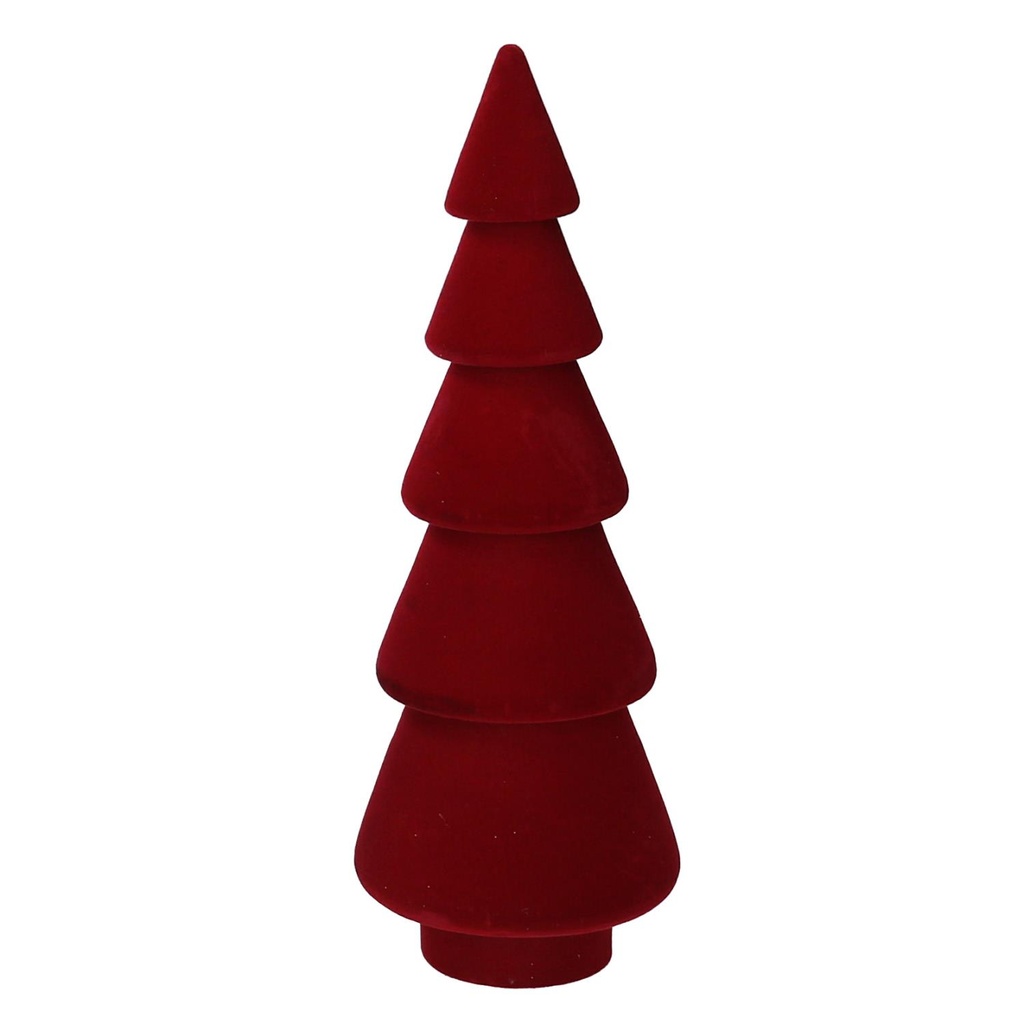 Albero in Legno e Velluto Rosso 9x9x25 cm