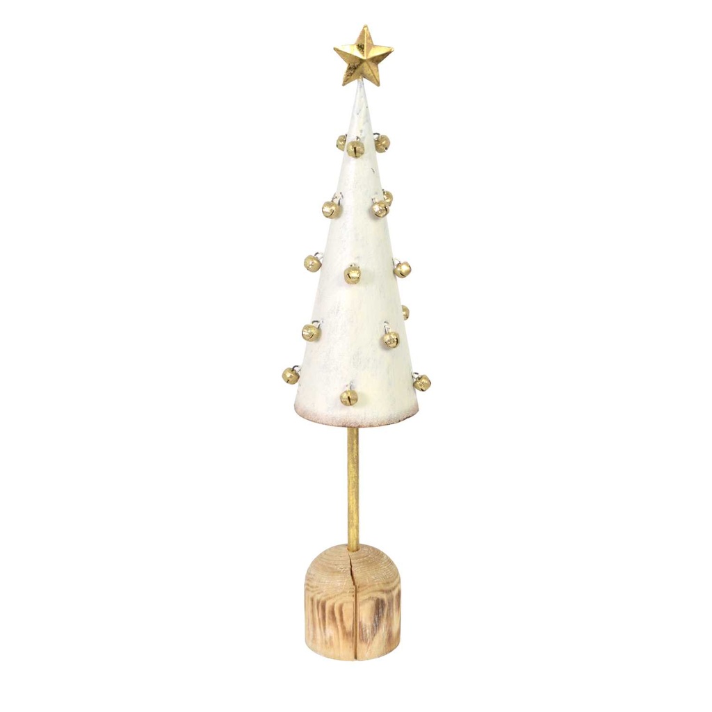 Albero metallo bianco con stella oro 9x9x44 cm