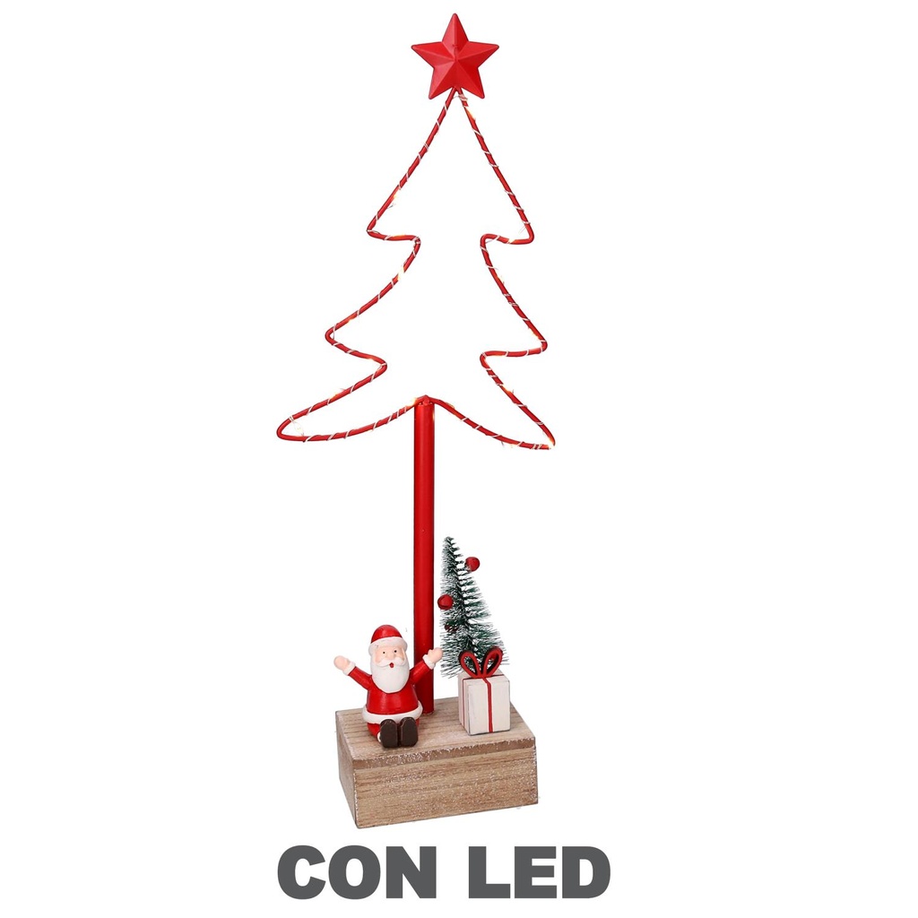 Albero Metallo LED con Babbo Natale Rosso 7x15x39 cm