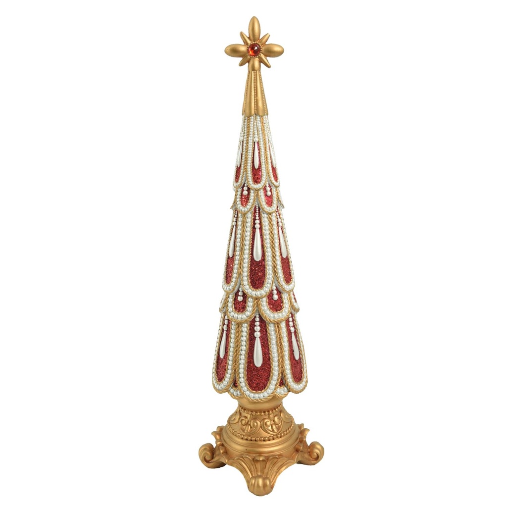 Albero in Resina Oro Rosso 13,5x13x58,5 cm