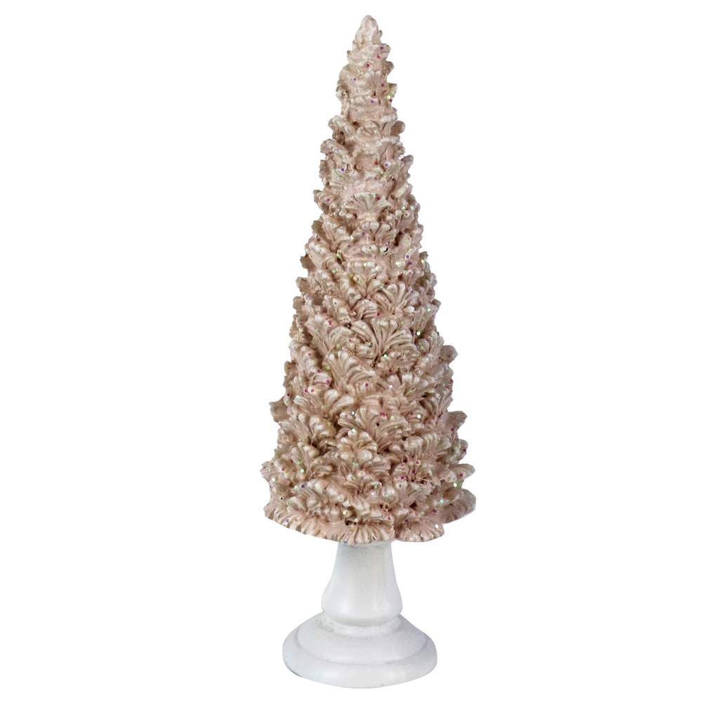 Albero decorativo in resina rosa 10,5x10,5x32 cm