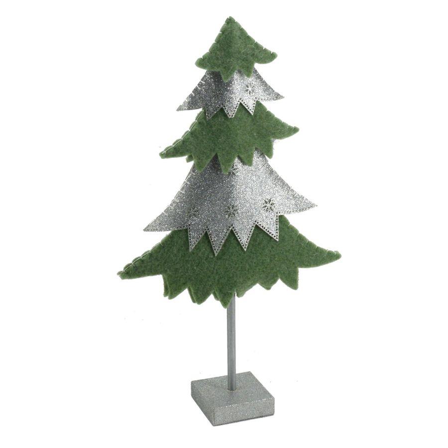 Albero tessuto verde e argento 21x7x41 cm