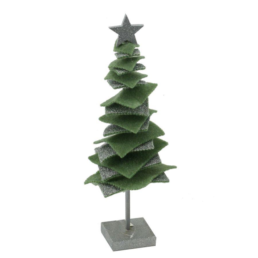 Albero Tessuto Verde e Argento 19x19x47 cm