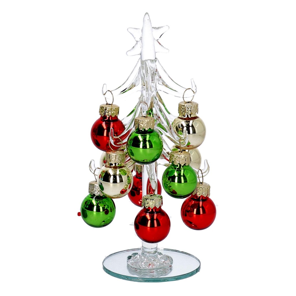 Albero in vetro trasparente con sfere 11,7x8,7x17 cm