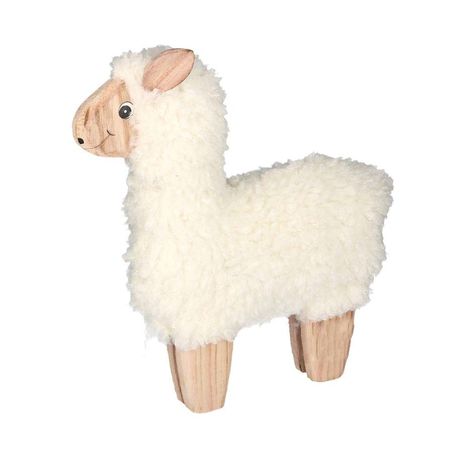 Alpaca in legno tessuto bianco 26x4x22 cm