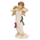 Angelo in resina bianca con violino 11,5x8x22 cm