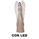 Angelo in resina con luce a LED, colore oro, dimensioni cm22x12h66