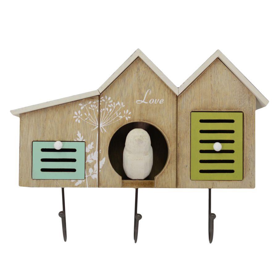 Appendino Legno 3 Posti 2 Cassetti Casette 30x23x9,5 cm