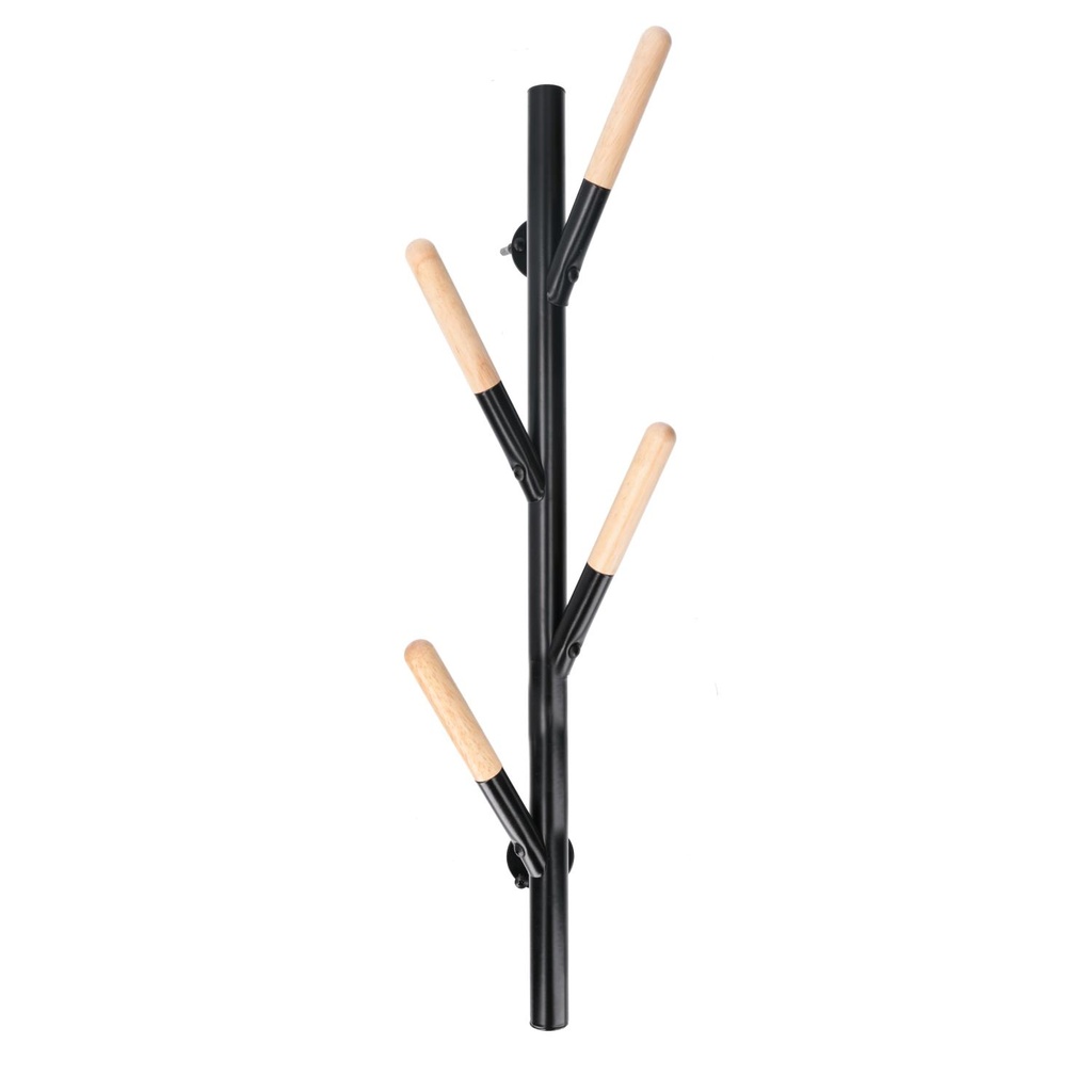 Appendino nero metallo 4 posti 19x18x63 cm