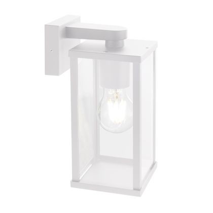Applique in Alluminio Bianco con Diffusore in Vetro Trasparente - Altezza Max 160mm
