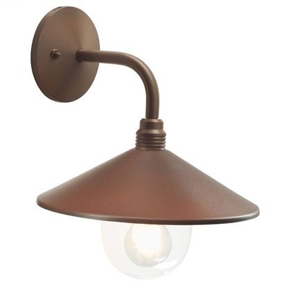 Applique in Corten con Diffusore in Vetro Trasparente - Altezza Max 105mm - Potenza Massima 60W
