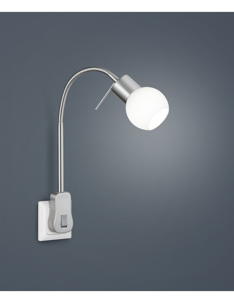 Applique Led Orientabile Fred Nichel E Vetro Bianco