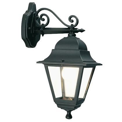 Applique Media in Basso E27 Linea Old Nero - Lampada da Parete in Alluminio Pressofuso con Diffusori in Vetro Trasparente - Altezza Massima 170mm - Potenza Massima 60W - IP43