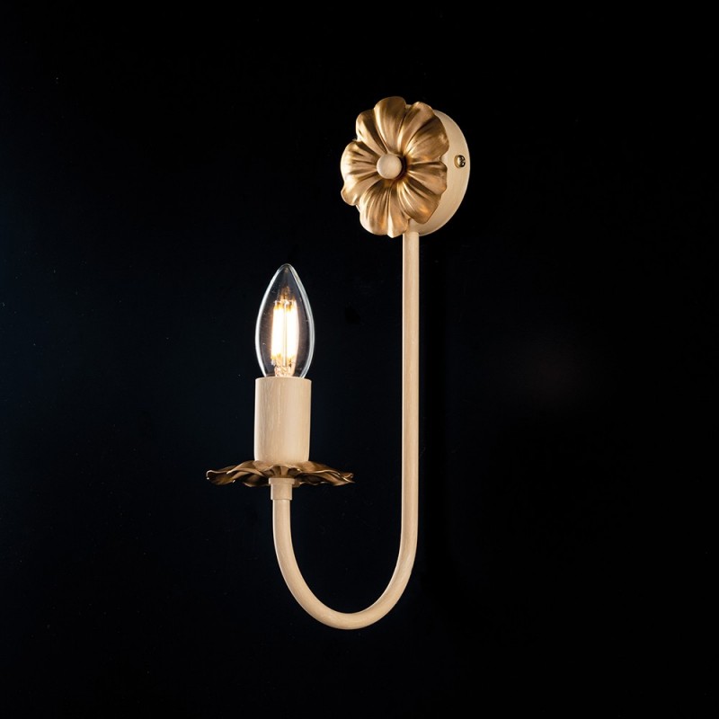 Applique in ferro Avorio Decape rifinitura Oro impero una luce 16x h33 cm