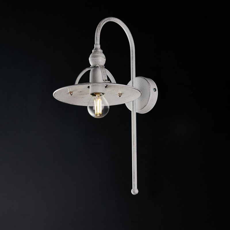 Applique in ferro Bianco Argento industrial minimal 25x h38 cm