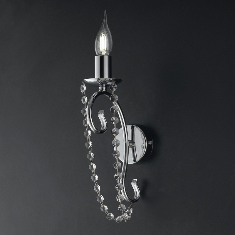 Applique in ferro Cromato una luce con strass 16x h32 cm