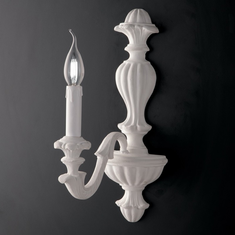 Applique in legno Bianco shabby una luce 25x h40 cm