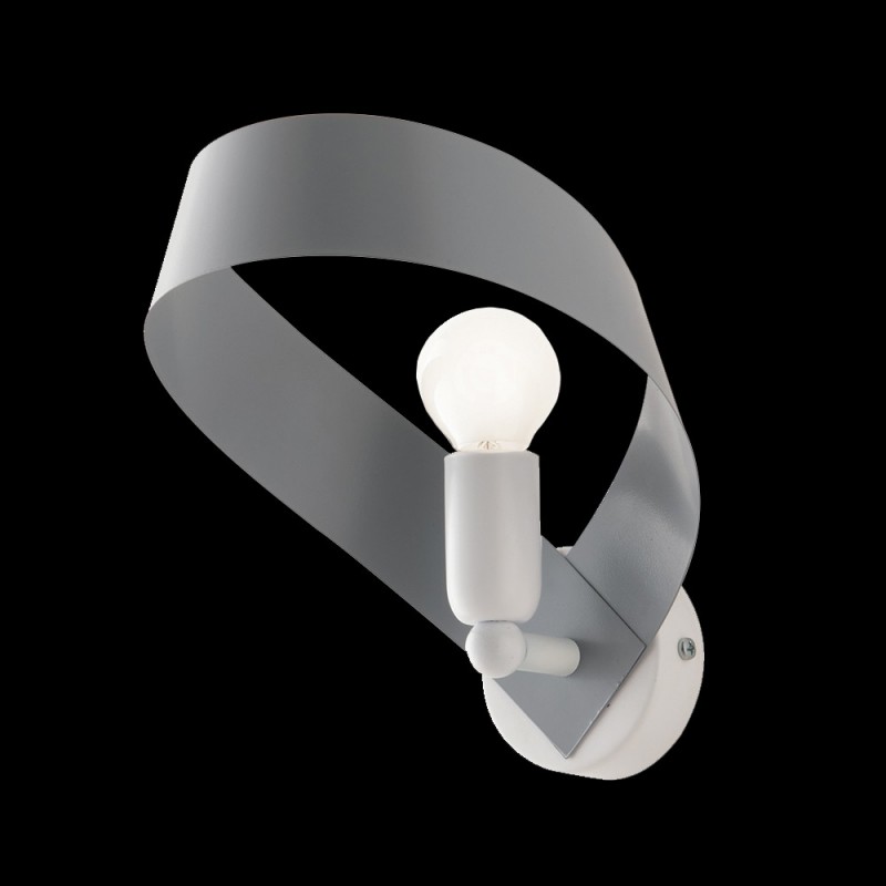 Applique moderna in ferro Bianco Grigio una luce 26x h19 cm