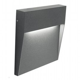 Applique quadrata in alluminio pressofuso con diffusore satinato - 6W, 711 lumen, luce calda grafite