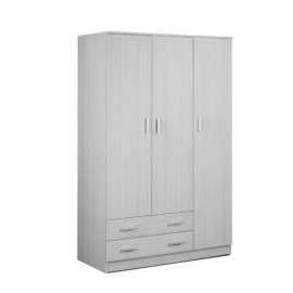Armadio in legno tre ante due cassetti Eucalipto 115x52x h182 cm