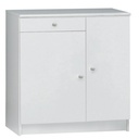 Armadio Multiuso Basso Due Ante Un Cassetto Bianco 77x34xH80 cm