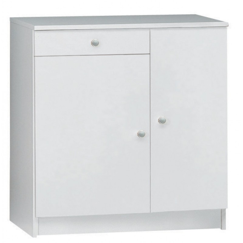 Armadio basso multiuso due ante un cassetto Bianco 77x34x h80 cm