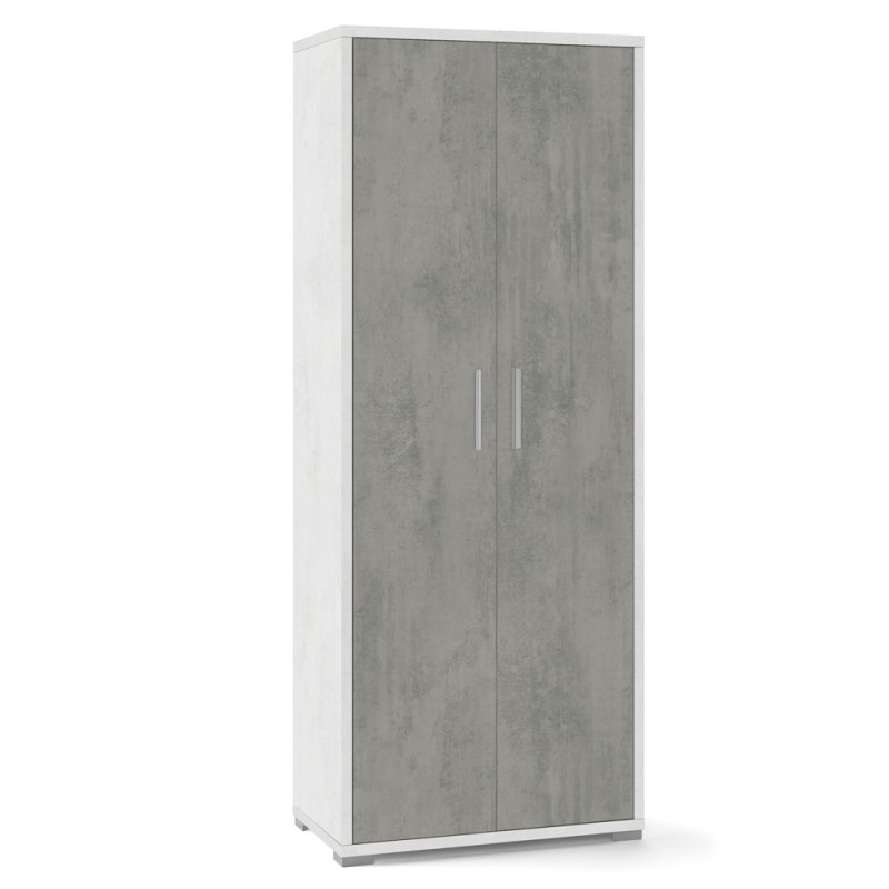 Armadio multiuso due ante Bianco Cemento 71x41x h182 cm
