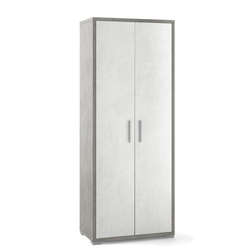Armadio multiuso due ante Bianco Cemento 71x41x h182 cm