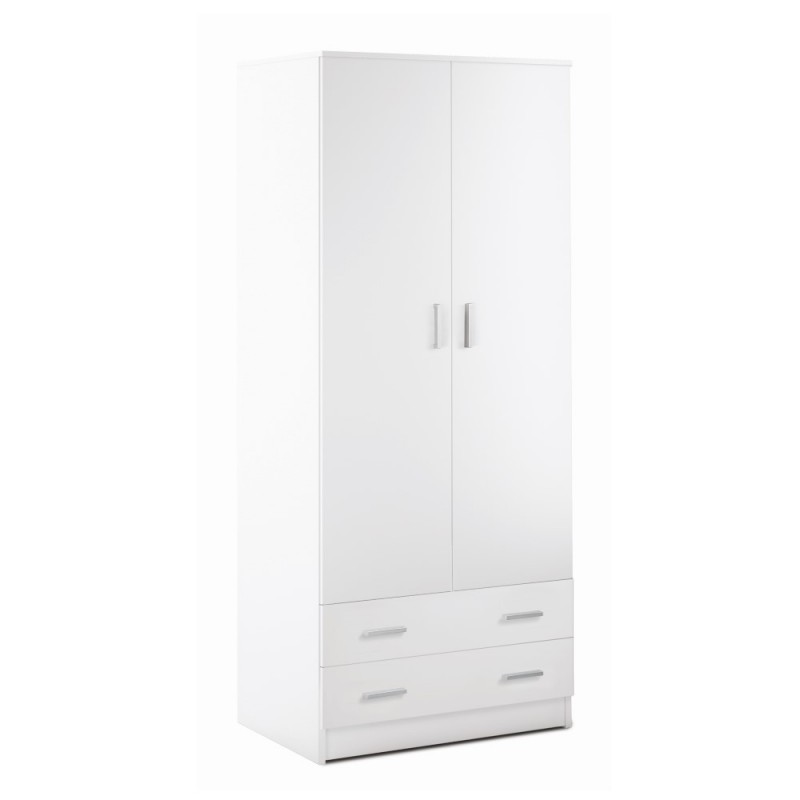 Armadio multiuso con due ante e due cassetti Bianco 77x52x h182 cm
