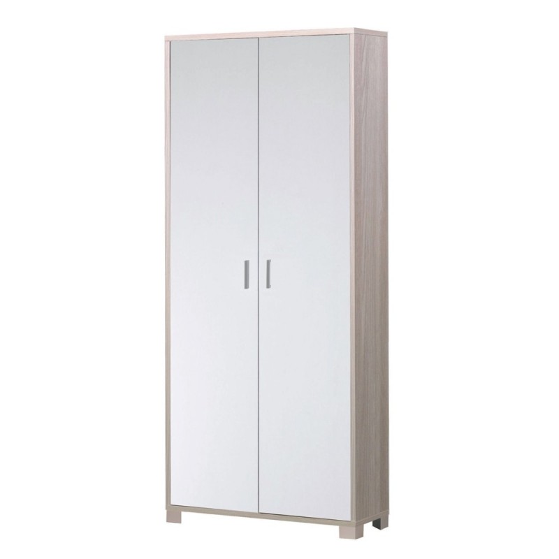 Armadio multiuso slim con otto ripiani in legno Olmo Bianco 83x29x h190 cm